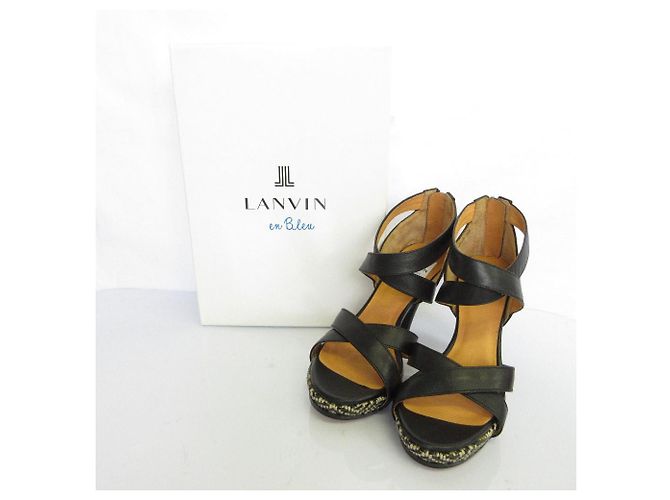 Sandali in pelle Lanvin en Bleu Nero - vista 12