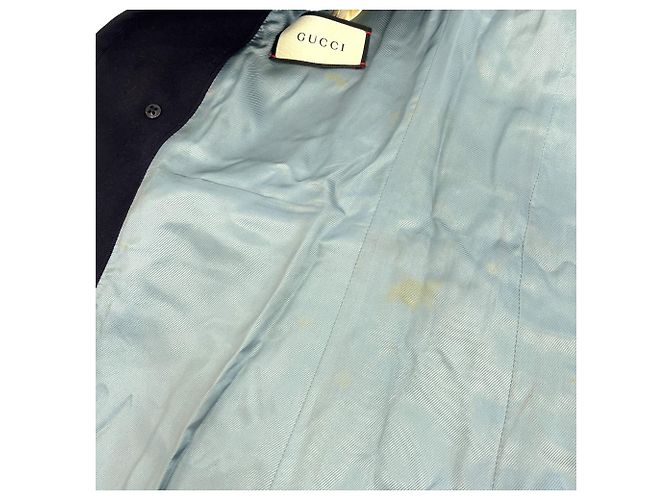 Abrigo de lana con bordado BEE Gucci Azul Azul marino - vista 10