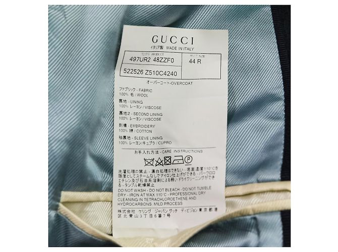 Abrigo de lana con bordado BEE Gucci Azul Azul marino - vista 14