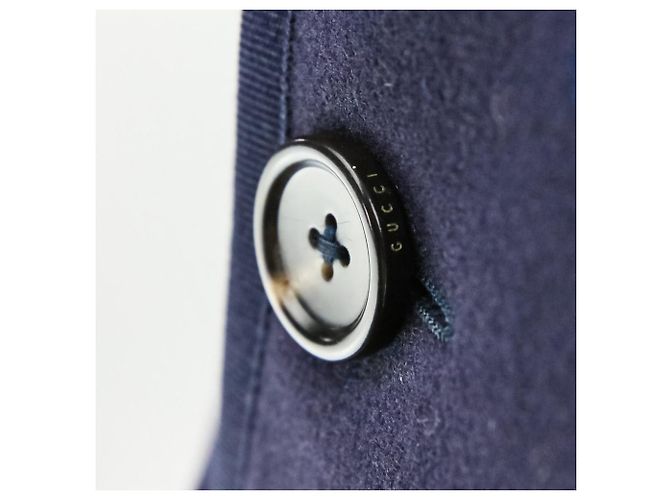 Abrigo de lana con bordado BEE Gucci Azul Azul marino - vista 6