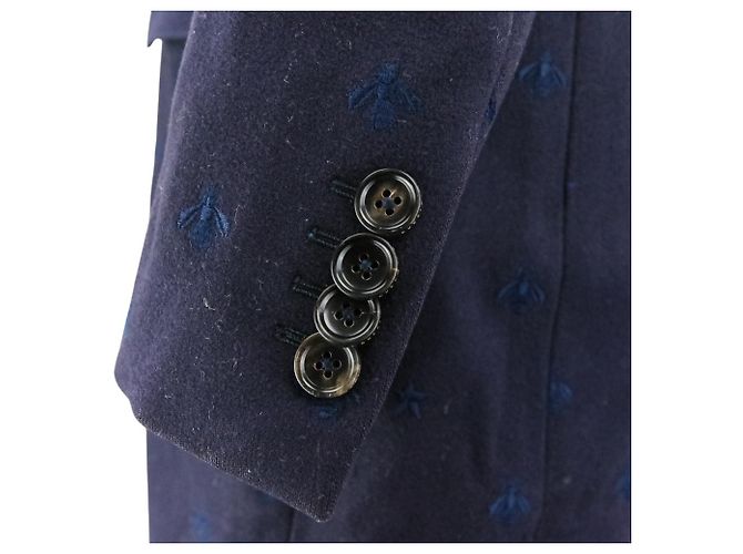 Abrigo de lana con bordado BEE Gucci Azul Azul marino - vista 7