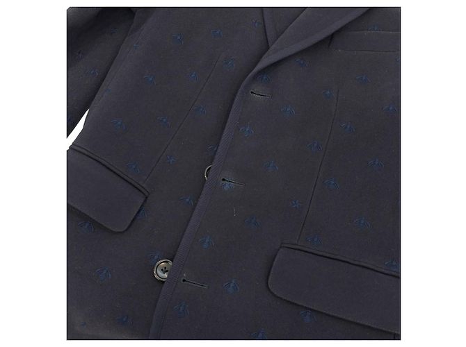 Abrigo de lana con bordado BEE Gucci Azul Azul marino - vista 8