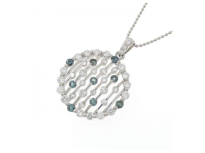 Autre Marque Collana in Alexandrite e Diamanti Pt900 Pt850 Argento - vista 3