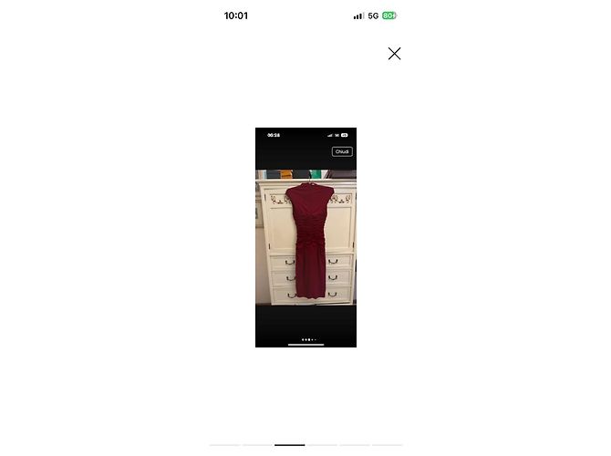 Vestido Guess de punto granate con drapeado Burdeos - vista 3