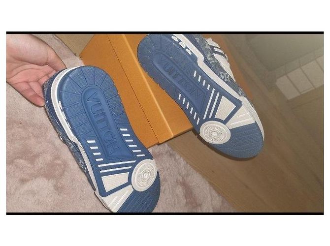 Sneakers Louis Vuitton Monogram Denim Bianco e Blu - vista 5