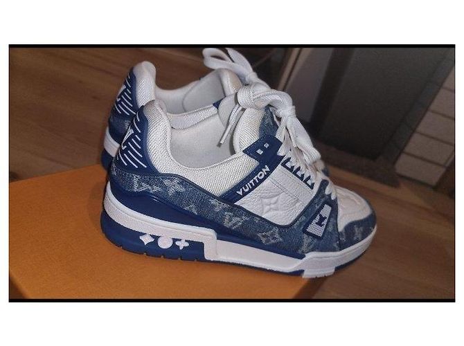 Sneakers Louis Vuitton Monogram Denim Bianco e Blu - vista 6