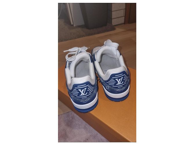 Sneakers Louis Vuitton Monogram Denim Bianco e Blu - vista 7