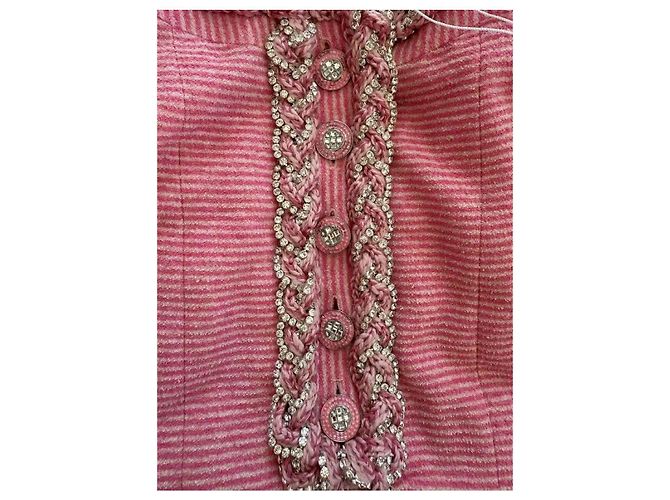 Chanel Rosa Tweed Kleid mit Kristallen Pink Weiß Silber Hardware - Ansicht 8