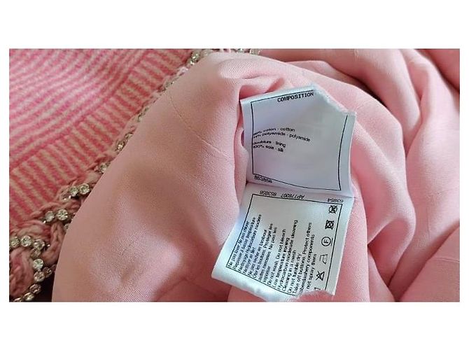 Chanel Rosa Tweed Kleid mit Kristallen Pink Weiß Silber Hardware - Ansicht 9