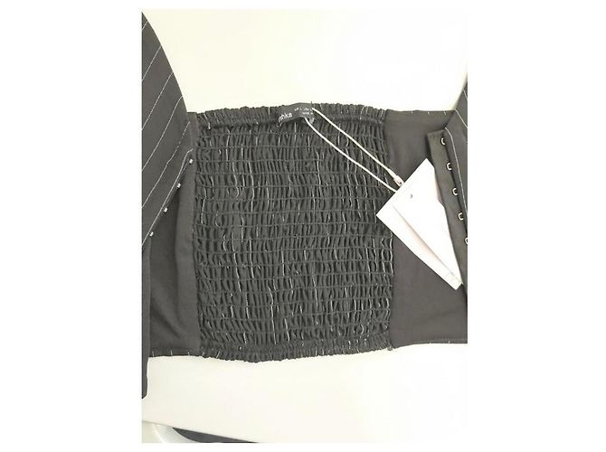 Autre Marque Top Corsetto Nero a Righe Sottili - vista 3