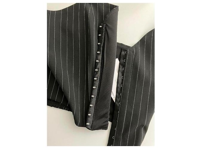 Autre Marque Top Corsetto Nero a Righe Sottili - vista 4