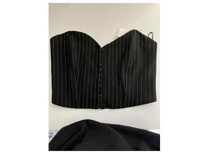 Autre Marque Top Corsetto Nero a Righe Sottili - vista 7