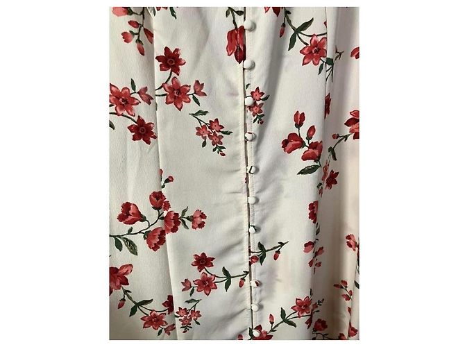 Autre Marque Cremefarbenes Midi-Kleid mit Blumenprint Rot Roh - Ansicht 7