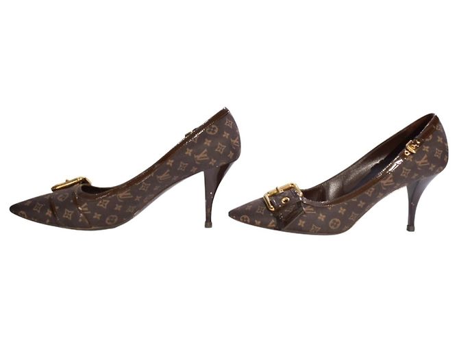Louis Vuitton Décolleté Punta Monogram Mini Lin Marrone - vista 10