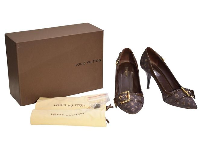 Louis Vuitton Décolleté Punta Monogram Mini Lin Marrone - vista 6