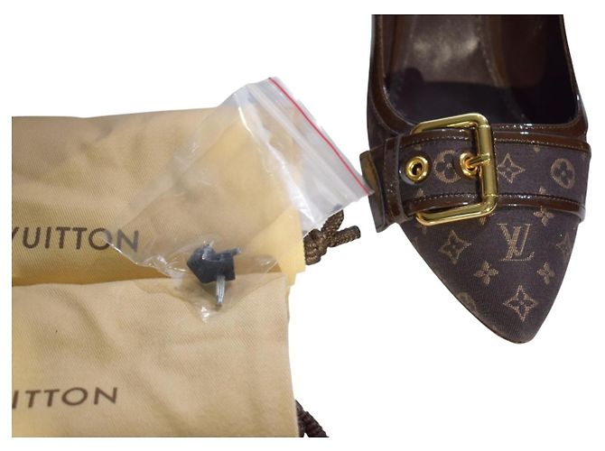 Louis Vuitton Décolleté Punta Monogram Mini Lin Marrone - vista 7