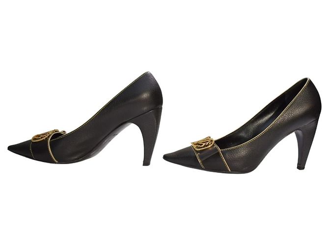 Louis Vuitton Décolleté Baroque in pelle nera Nero - vista 9