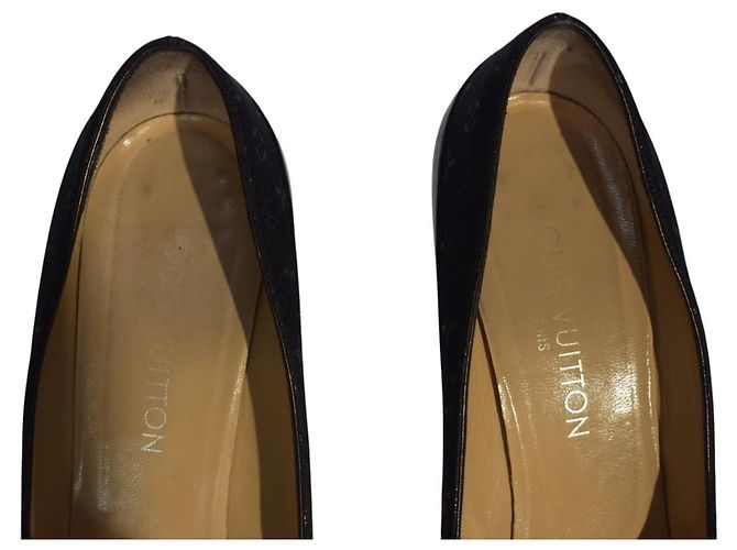 Louis Vuitton Décolleté Monogram Satin Mini Lin - Pelle Nera 39 Nero - vista 10