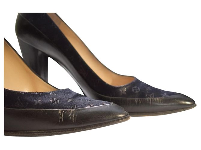 Louis Vuitton Décolleté Monogram Satin Mini Lin - Pelle Nera 39 Nero - vista 14