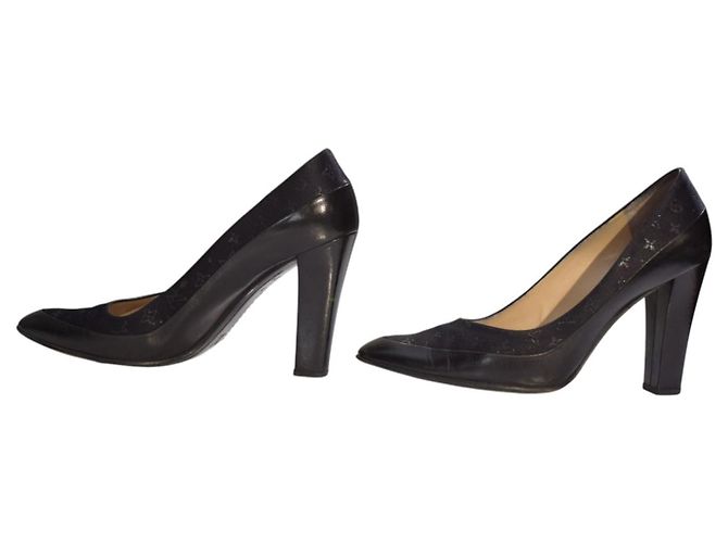 Louis Vuitton Décolleté Monogram Satin Mini Lin - Pelle Nera 39 Nero - vista 8