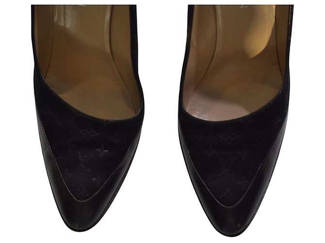 Louis Vuitton Décolleté Monogram Satin Mini Lin - Pelle Nera 39 Nero - vista 9
