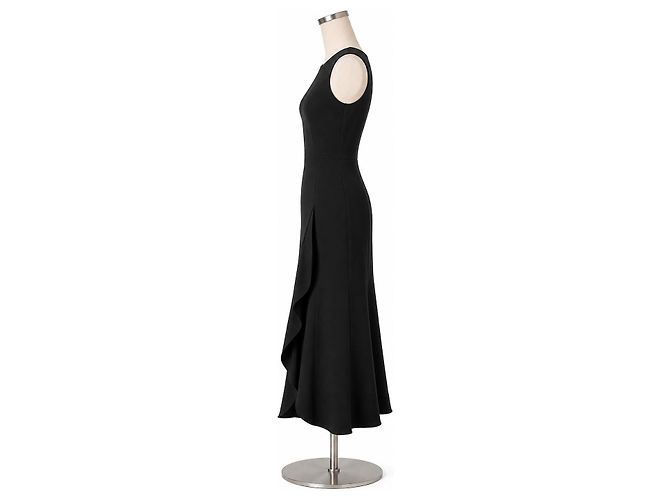 Autre Marque Vera Wang Schwarzes Rüschen-Maxikleid - Ansicht 3