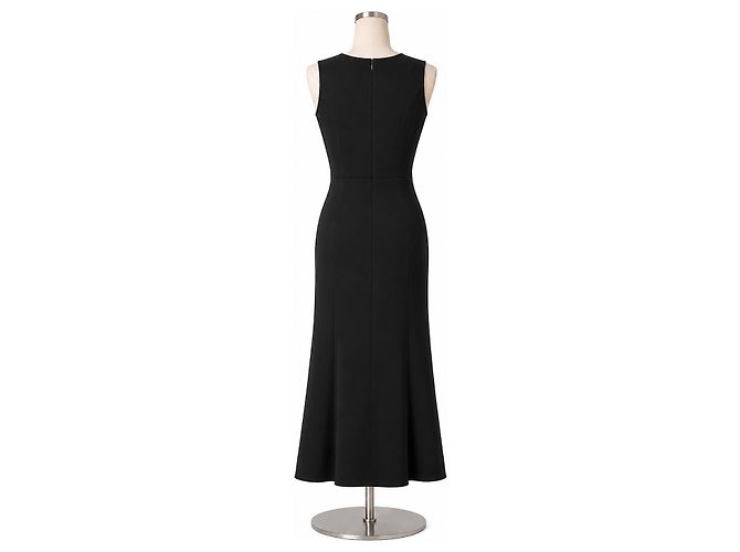 Autre Marque Vera Wang Schwarzes Rüschen-Maxikleid - Ansicht 4