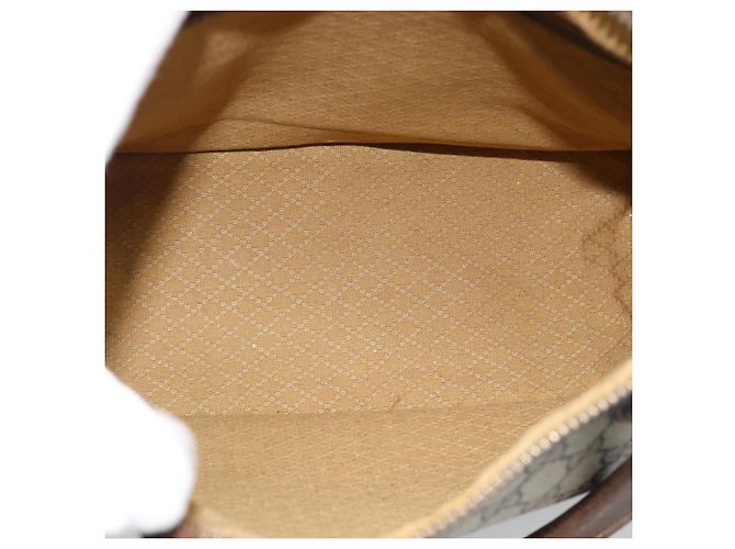 Borsa GUCCI GG Supreme Web Sherry Line PVC Beige Oro Auth 185508 D'oro - vista 11