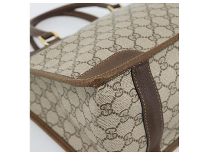 Borsa GUCCI GG Supreme Web Sherry Line PVC Beige Oro Auth 185508 D'oro - vista 14