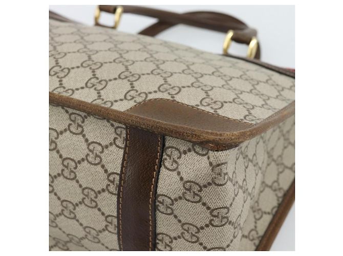 Borsa GUCCI GG Supreme Web Sherry Line PVC Beige Oro Auth 185508 D'oro - vista 15