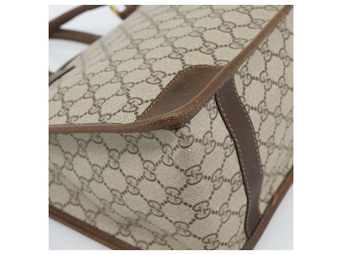 Borsa GUCCI GG Supreme Web Sherry Line PVC Beige Oro Auth 185508 D'oro - vista 16