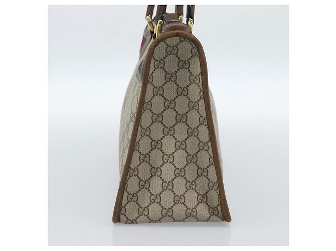 Borsa GUCCI GG Supreme Web Sherry Line PVC Beige Oro Auth 185508 D'oro - vista 3