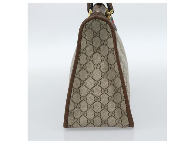 Borsa GUCCI GG Supreme Web Sherry Line PVC Beige Oro Auth 185508 D'oro - vista 4
