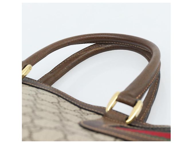 Borsa GUCCI GG Supreme Web Sherry Line PVC Beige Oro Auth 185508 D'oro - vista 8