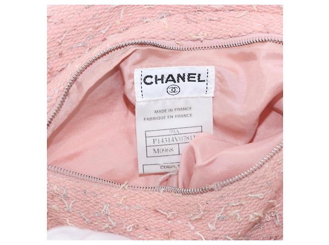 Borsa a Spalla CHANEL Tweed Rosa Argento CC Auth ar13942A - vista 11