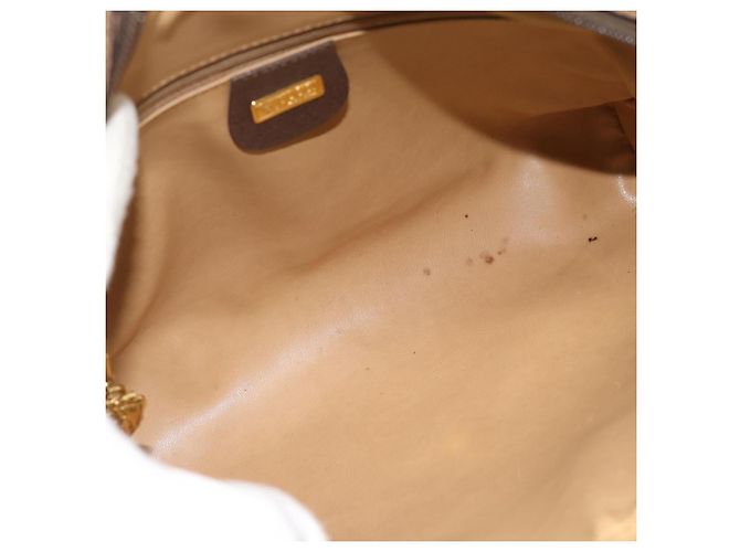 Borsa GUCCI GG Supreme Web Sherry Line PVC Beige Oro 001 56 6472 Auth 185031 D'oro - vista 10