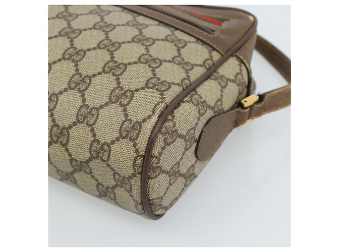 Borsa GUCCI GG Supreme Web Sherry Line PVC Beige Oro 001 56 6472 Auth 185031 D'oro - vista 14