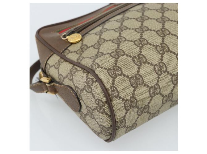 Borsa GUCCI GG Supreme Web Sherry Line PVC Beige Oro 001 56 6472 Auth 185031 D'oro - vista 15