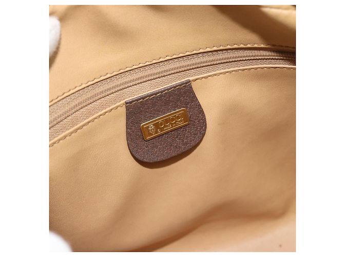 Borsa GUCCI GG Supreme Web Sherry Line PVC Beige Oro 001 56 6472 Auth 185031 D'oro - vista 18