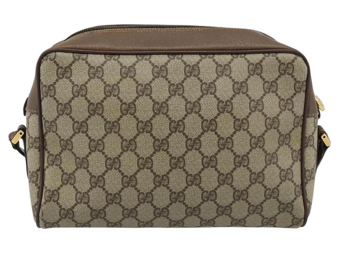 Borsa GUCCI GG Supreme Web Sherry Line PVC Beige Oro 001 56 6472 Auth 185031 D'oro - vista 2