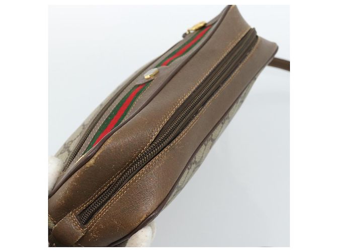 Borsa GUCCI GG Supreme Web Sherry Line PVC Beige Oro 001 56 6472 Auth 185031 D'oro - vista 6