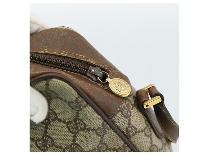Borsa GUCCI GG Supreme Web Sherry Line PVC Beige Oro 001 56 6472 Auth 185031 D'oro - vista 9