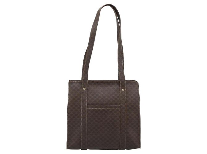 Céline Borsa Tote CELINE Macadam in tela PVC e pelle Marrone Oro Auth BA13283 D'oro - vista 13
