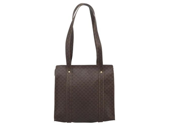 Céline Borsa Tote CELINE Macadam in tela PVC e pelle Marrone Oro Auth BA13283 D'oro - vista 2
