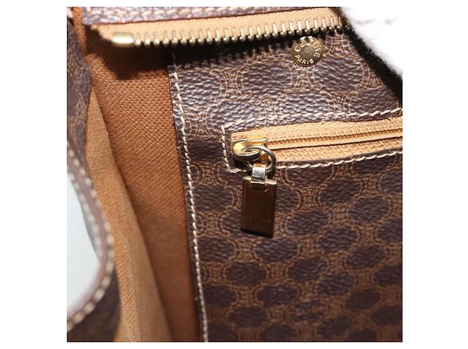 Céline Borsa Tote CELINE Macadam in tela PVC e pelle Marrone Oro Auth BA13283 D'oro - vista 20