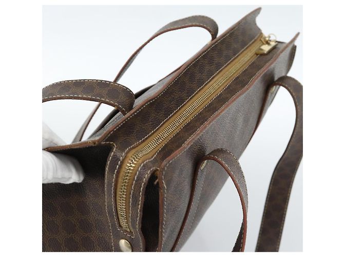 Céline Borsa Tote CELINE Macadam in tela PVC e pelle Marrone Oro Auth BA13283 D'oro - vista 6