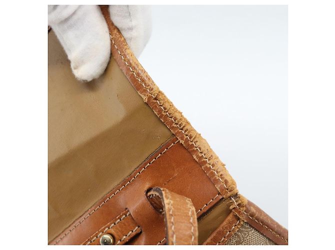 Céline Borsa a tracolla CELINE Macadam Canvas PVC Beige Oro Auth BA13377 D'oro - vista 10