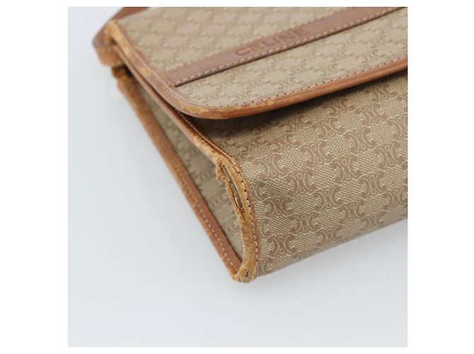 Céline Borsa a tracolla CELINE Macadam Canvas PVC Beige Oro Auth BA13377 D'oro - vista 15