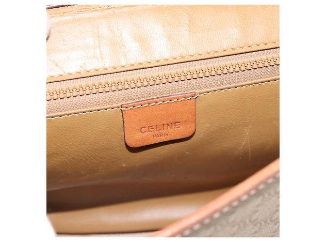 Céline Borsa a tracolla CELINE Macadam Canvas PVC Beige Oro Auth BA13377 D'oro - vista 19