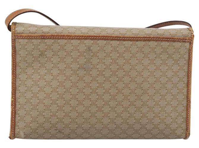 Céline Borsa a tracolla CELINE Macadam Canvas PVC Beige Oro Auth BA13377 D'oro - vista 2